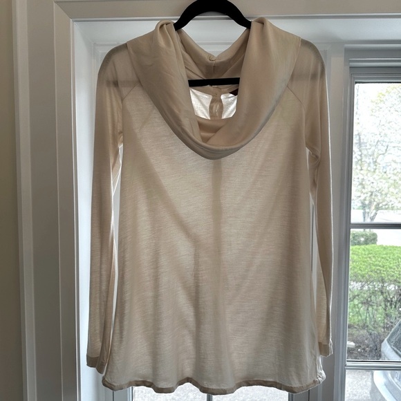 Ted Baker Ivory Long-Sleeve Top with Silk Cowl Neck and Button-Up Back. Size M. - Picture 2 of 13
